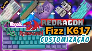 CUSTOM Teclado Redragon Fizz K617  Switchs Akko  Keycaps  Isolamento Acústico  Lubrificação [upl. by Pickard]