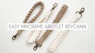 DIY MACRAME WRISTLET KEYCHAIN  EASY MACRAME TUTORIAL  MACRAME FOR BEGINNERS [upl. by Jp153]