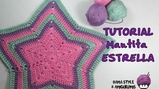 TUTORIALPATRÓN Mantita estrella a crochet o ganchillo con cambio de color [upl. by Erminna]