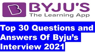 Top 30 Byjus Interview Questions and Answers  Most Important Questions [upl. by Packton]