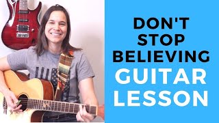 Dont Stop Believing Acoustic Guitar Lesson  EASIER CHORDS [upl. by Anairotciv]