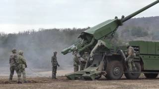 Danish troops firing CAESAR 8x8 selfpropelled artillery system [upl. by Ambrosi]