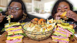 LEMONPEPPER SHRIMP PASTA SALAD RECIPE INSIDE MUKBANG EATING SHOW [upl. by Allak]