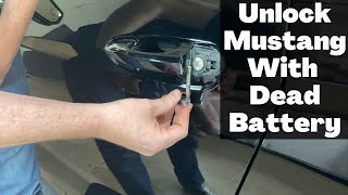 How To Unlock 2018  2020 Ford Mustang With Dead Battery  Manually Open If Key Fob Wont Work [upl. by Gabbey420]