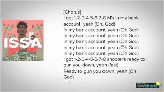 21 Savage  Bank Account LYRICS [upl. by Asilehc174]