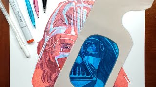 You need 3D glasses to see this Drawing Darth Vader  Anakin [upl. by Ahsytal]