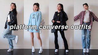 STYLING PLATFORM CONVERSE  casual and cute spring outfit ideas [upl. by Esilanna]