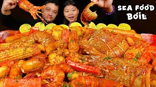 Sea Food Boil  Eating Lobster Cuttle Fish Crab Stick Eggs amp Sausages  Sea Food Mukbang [upl. by Stewardson]