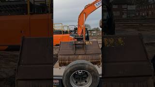 Loading a Hitachi ZX300 in St Helens fox excavator lowloader construction intheyard digger [upl. by Camel668]