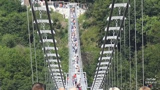 Harz Hängebrücke Rappbodetalsperre Weltrekord Megazipline Harzdrenalin TITAN RT Pendelsprung [upl. by Phillida]