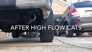 Before and after high flow catalytic converters Flowmaster [upl. by Bottali]