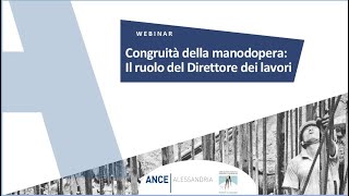 Congruità della manodoperail ruolo del Direttore Lavori [upl. by Domingo]