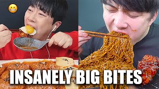 KOREAN mukbangers taking INSANELY BIG BITES [upl. by Lednahs320]