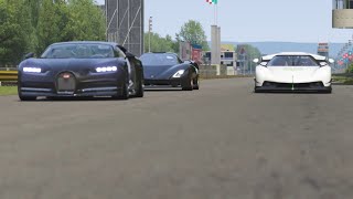 SSC Tuatara vs Koenigsegg Jesko vs Bugatti Chiron at Monza Full Course [upl. by Anneirb]