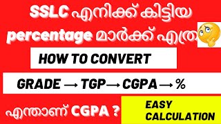 SSLC Grade നെ എളുപ്പത്തിൽ Percentage ആക്കാം  What is CGPA  TGP How to Calculate SSLC Percentage [upl. by Ahsein441]