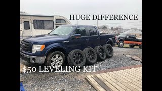 DO CHEAP LEVELING KITS WORK RAISED IT ALMOST 4quot wout BIGGER TIRES [upl. by Ahcsat535]