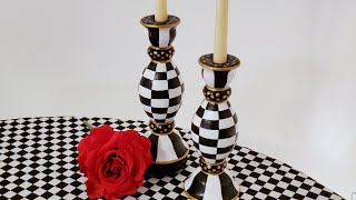 MacKenzie Childs Inspired  DIY  Trash to Treasure  Candlesticks [upl. by Odnomra]