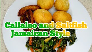 Jamaican Breakfast Callaloo amp SaltfishHow To Steam CallalooFry Dumpling jamaican streetfood [upl. by Linzer]