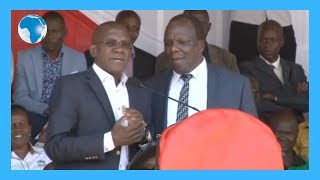 Boni Khalwale grabs the mic from Oparanya at Bukhungu stadium [upl. by Voletta796]