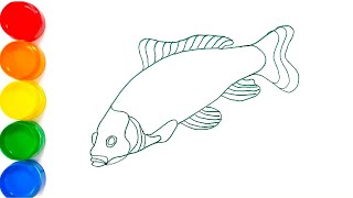 Beautiful Fish Drawing  How to Draw Fish For Kids Toddlers [upl. by Kellby732]