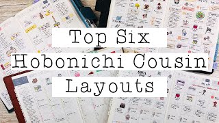 Top Six Hobonichi Cousin Layouts [upl. by Naltiak373]