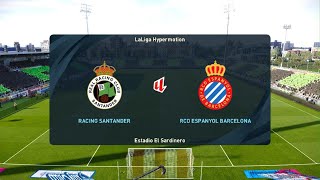 PES 2021 modo carrera jugador España Racing Santander vs RCD Espanyol Barcelona [upl. by Dnalel]