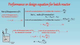 Performance Equation of Batch reactor  Design Equation of Batch reactor  Chemical Reaction [upl. by Rania]