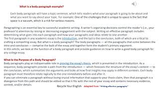 Writing effective paragraphs  6 Body paragraphs B [upl. by Neom]