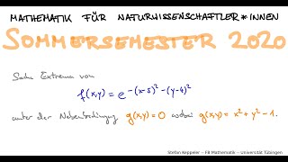 Extrema unter Nebenbedingungen 1  Beispiel Auflösen oder Parametrisieren [upl. by Oznole]