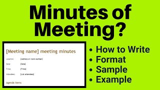 Minutes of Meeting  Minutes of Meeting Format  Meeting Minutes [upl. by Ilagam]