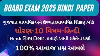 Std 10 Hindi બોર્ડ પરીક્ષા Blueprint 2025  With Sample Paper amp Most IMP Questions [upl. by Licec]