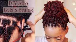 Afro kinky twist braids on natural hair [upl. by Ledif353]