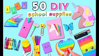 50 DIY  SCHOOL SUPPLIES IDEAS YOU WILL LOVE  Cute Hacks and Crafts For Back To School [upl. by Aynam737]