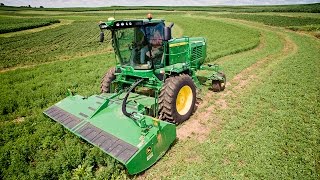 Mowing Hay  Learning to use the John Deere W260 Windrower  Sloan Implement [upl. by Maggi237]