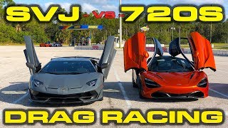 217 MPH  Lamborghini Aventador SVJ vs McLaren 720S Drag Racing 14 Mile [upl. by Moneta]