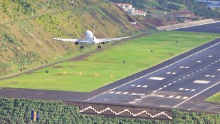 Unbelievable Crosswind Landing TAP A319 Storm Filomena at Madeira Airport [upl. by Tab]