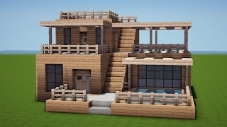 MODERNES HOLZHAUS mit POOL in MINECRAFT bauen TUTORIAL HAUS 204 [upl. by Yim757]