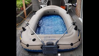 Adding an outboard motor mount transform to an inflatable dinghy boat  Intex Excursion 5 [upl. by Gabriella]