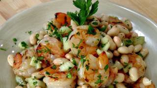 Grilled Shrimp and Cannellini Bean Salad Recipe by Laura Vitale  Laura in the Kitchen Ep 125 [upl. by Ready218]