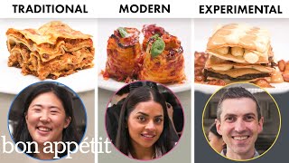 3 Chefs Make Lasagna 3 Ways Traditional Modern amp Experimental  Bon Appétit [upl. by Hisbe]