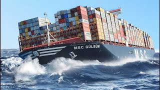 Top 10 Large Container Ships at Giant Waves In Terrible Storm [upl. by Nickelsen]