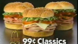 Arbys 99ct Classics Commercial 1990 [upl. by Adnole]