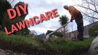 Lawn scarificationdethatching and aeration using manual tools garden yard [upl. by Aninahs]