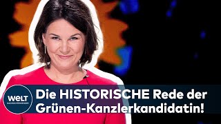 ANNALENA BAERBOCK Die komplette Rede der frisch gekürten Kanzlerkandidatin auf dem GrünenParteitag [upl. by Anertak21]