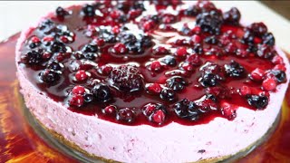 CHEESECAKE AI FRUTTI DI BOSCO SENZA COTTURA  No bake Mixed Berry Cheesecake [upl. by Atel]