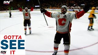 GOTTA SEE IT Tkachuk Scores Between Legs From Hash Marks With Less Than A Second For OT Winner [upl. by Nymzaj]