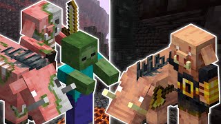 ZOGLIN ZOMBIFIED PIGLIN AND ZOMBIE VS PIGLIN BRUTE AND HOGLIN  MINECRAFT [upl. by Lalo858]