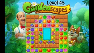 Gardenscapes Level 45  2020 solution of Level 45 on Gardenscapes No Boosters Hard Level [upl. by Nylrahc]