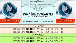 2020  1 DÖNEM  AÇIK ÖĞRETİM ORTAOKULU  DİN KÜLTÜRÜ VE AHLÂK BİLGİSİ [upl. by Eirahs]