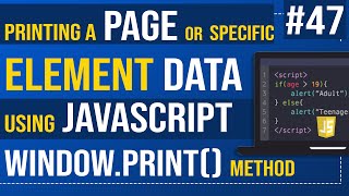 Printing a Page or Specific Element Data using JavaScript  windowprint method [upl. by Nnyrb]